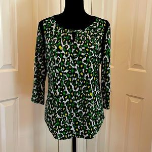 Worthington Beautiful Green, Black, Yellow, White blouse, gently used